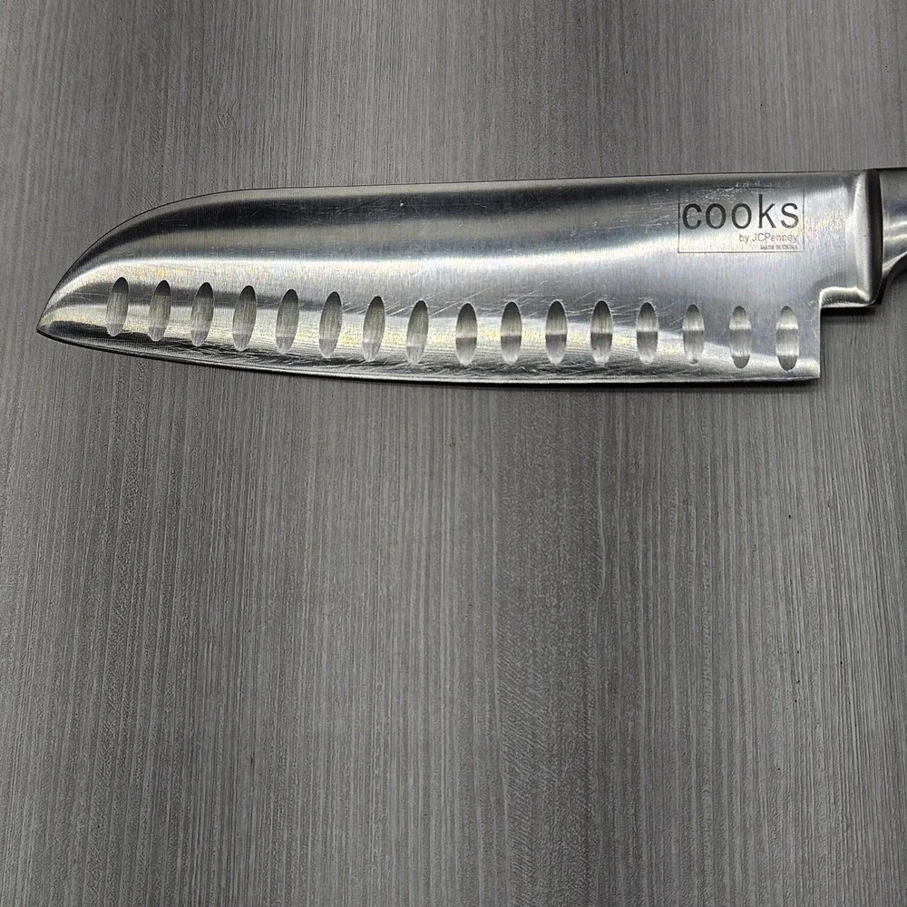 Cooks by JCPenney 7 inch Santoku Knife Stainless Steel Granton Edge Triple Rivet