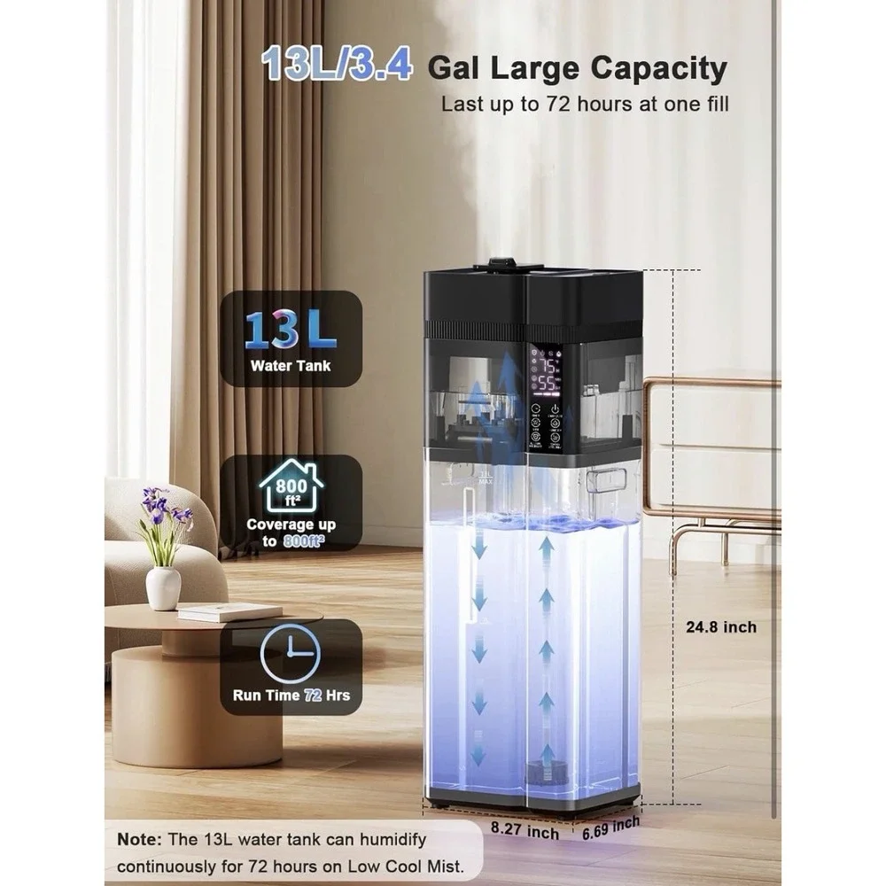 Zeova 13L/3.4Gal Humidifiers for Bedroom Ultrasonic Warm‎ & Cool Mist Humidifier