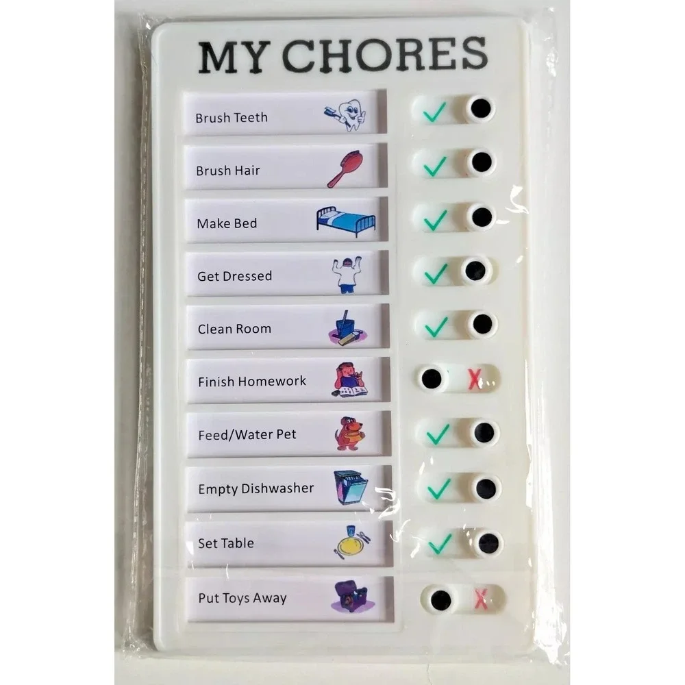 My‎ Chores Chart Checklist, Memo Note Board with Slider, Plastic Portable Daily