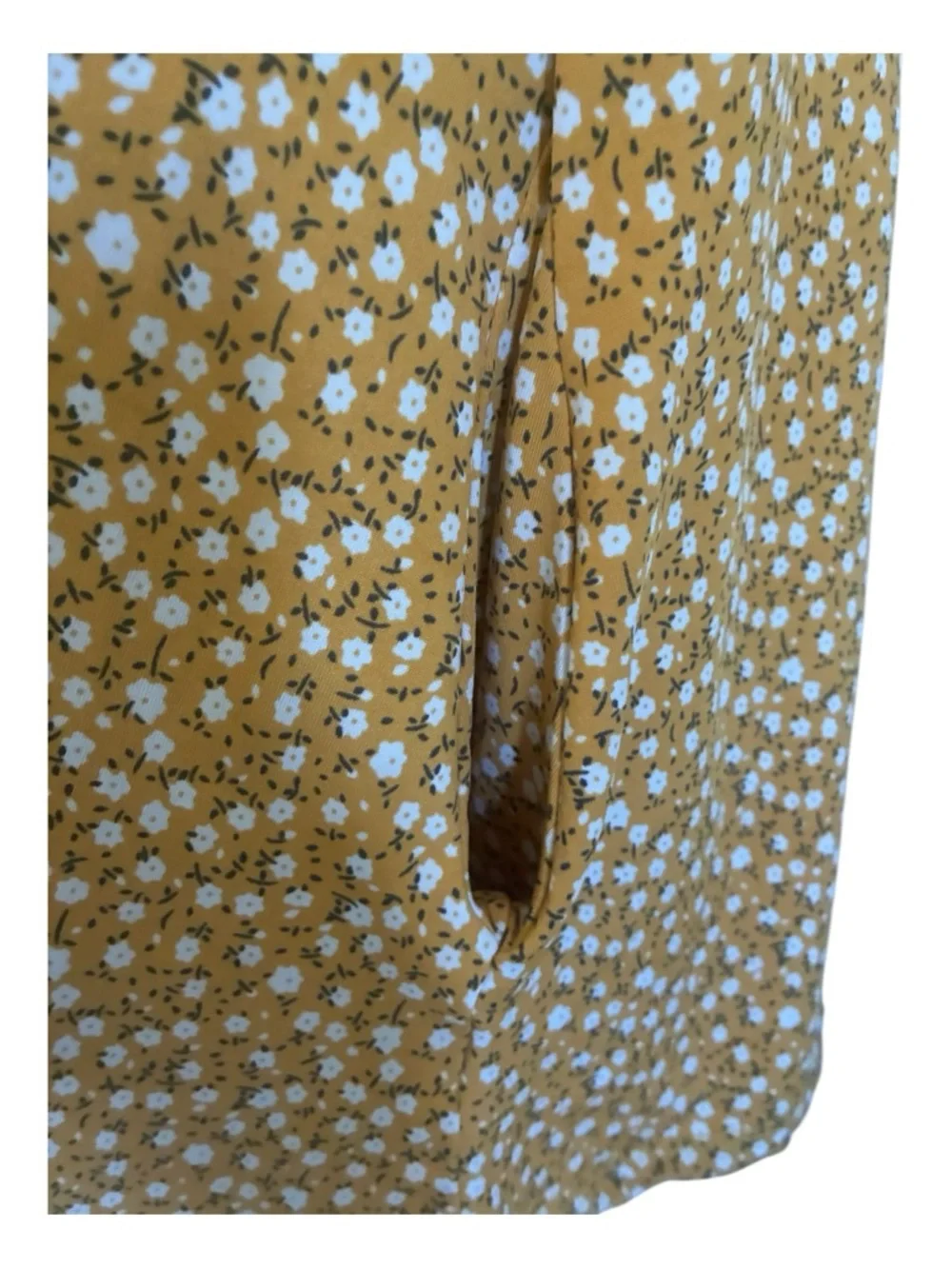Arianna by Howards Mustard Yellow Ditsy Floral Short Sleeve Tunic Size S/M