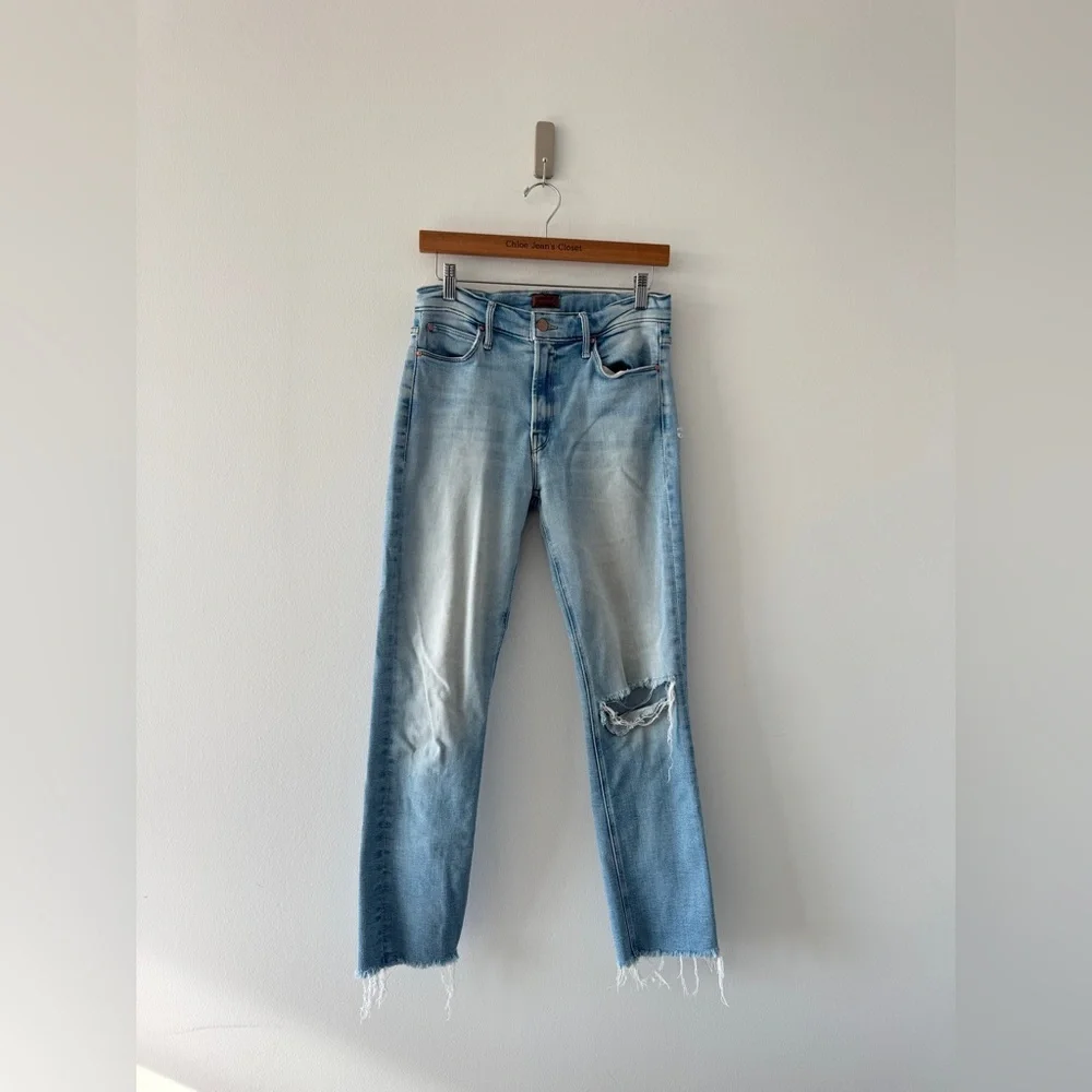MOTHER The Dazzler Ripped Ankle Jeans in Hopeless Romantic 27