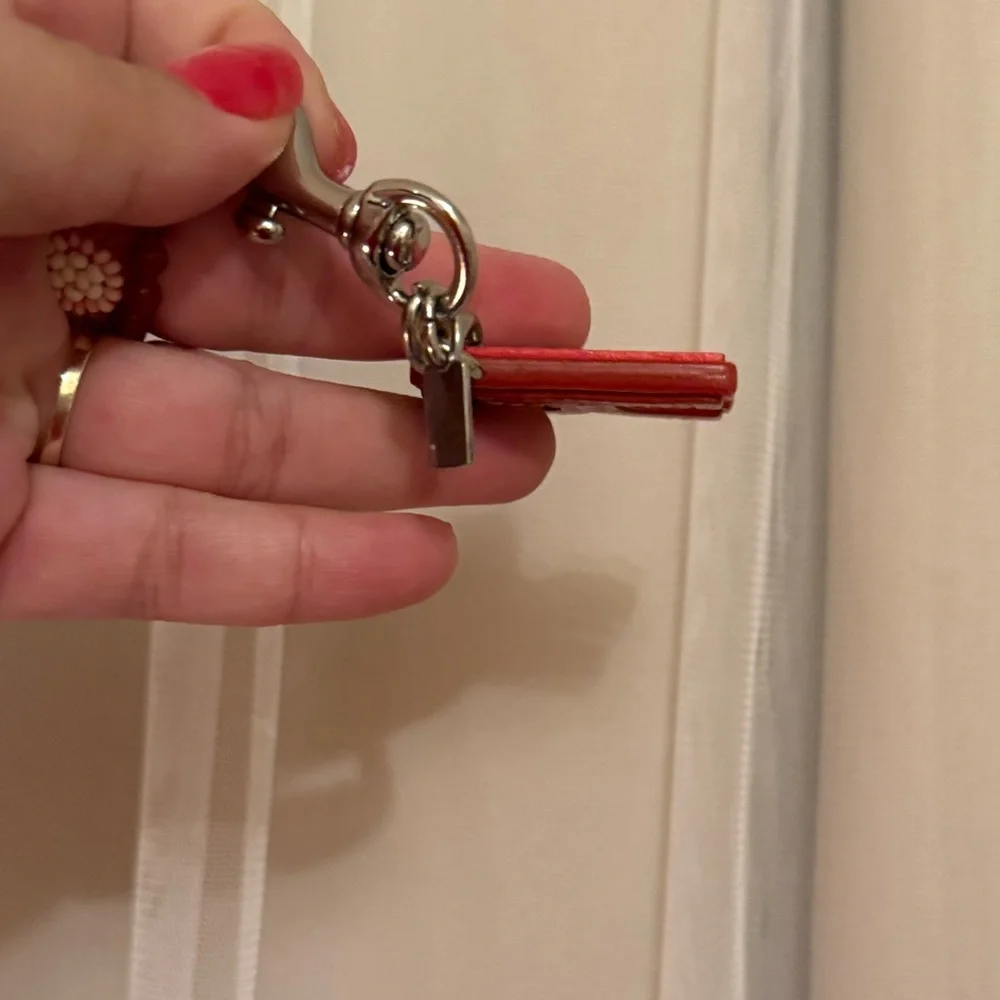 Coach Orange Letter R Leather Keychain