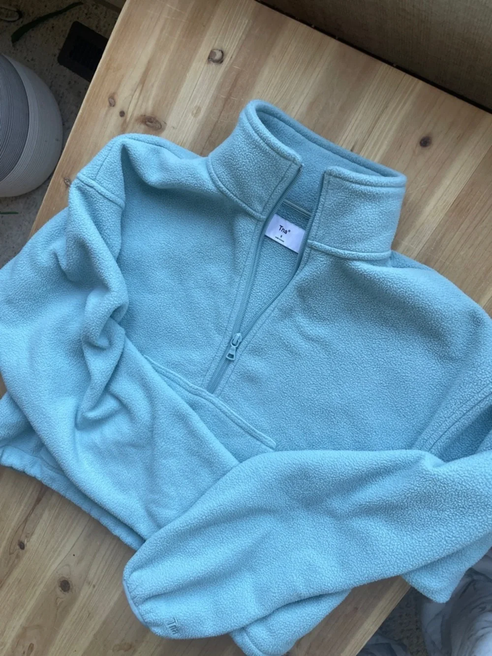 TNA Aritzia Soft Aqua Half-Zip Fleece Pullover