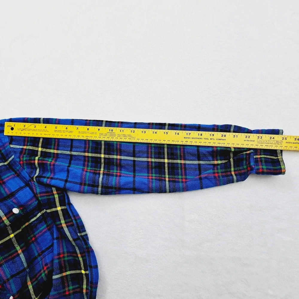 Polo Ralph Lauren Flannel Shirt Mens Medium Blue Plaid Classic Fit Cotton Tartan