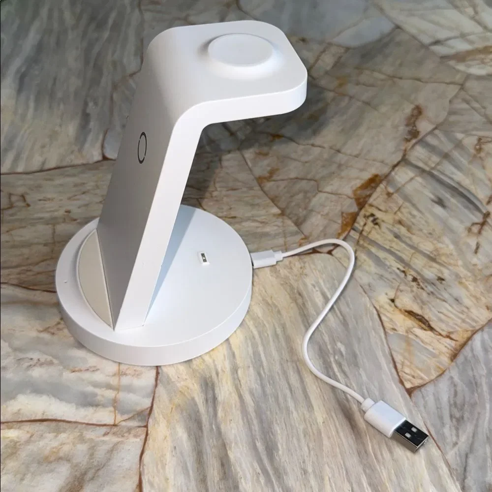 3-in-1 Wireless Charging Station Dock for Smartphone Watch and Earbuds White