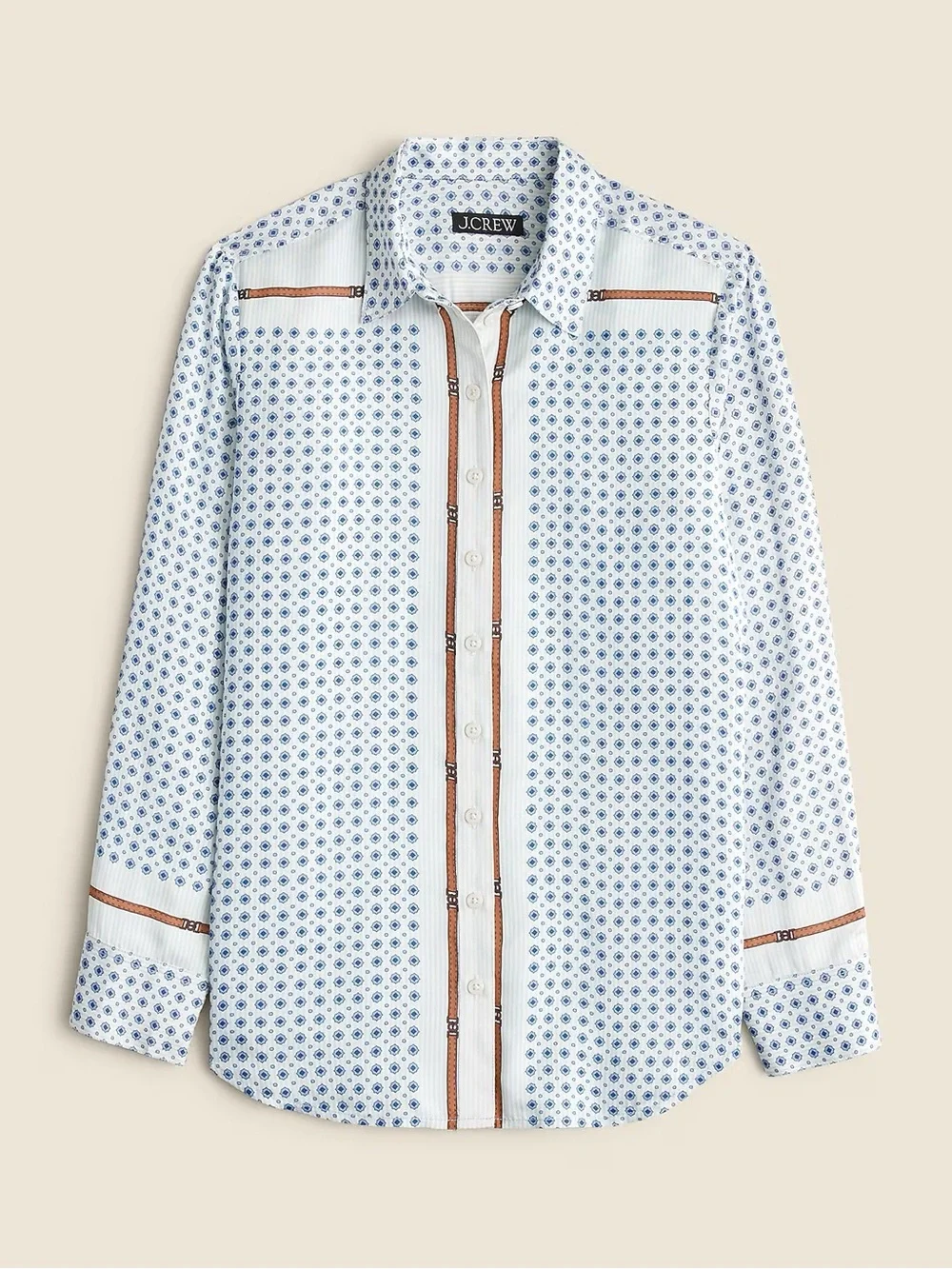 J. Crew Drapey Scarf Print Button Up Shirt Size Small Old Money Preppy Classic