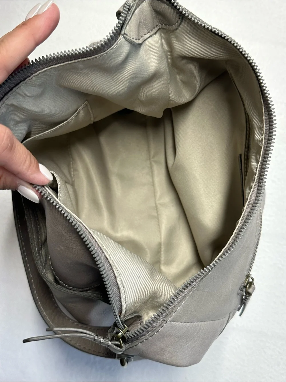 American Leather Co Gray Shoulder Bag • Soft Leather Hobo Tote