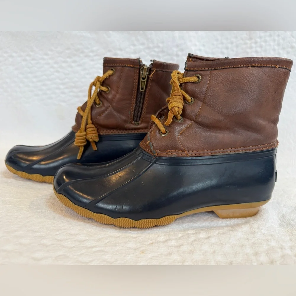 Sperry Top Sider Saltwater Youth Size 3Y Brown Leather Waterproof Duck Boots