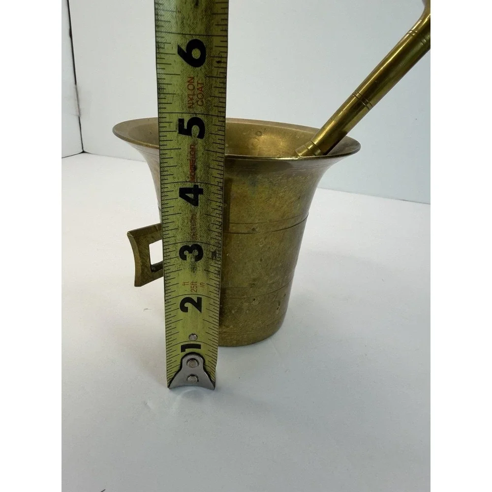 Vintage Heavy Brass Apothecary Pharmacy Mortar And Pestle Pharmacy 4.5