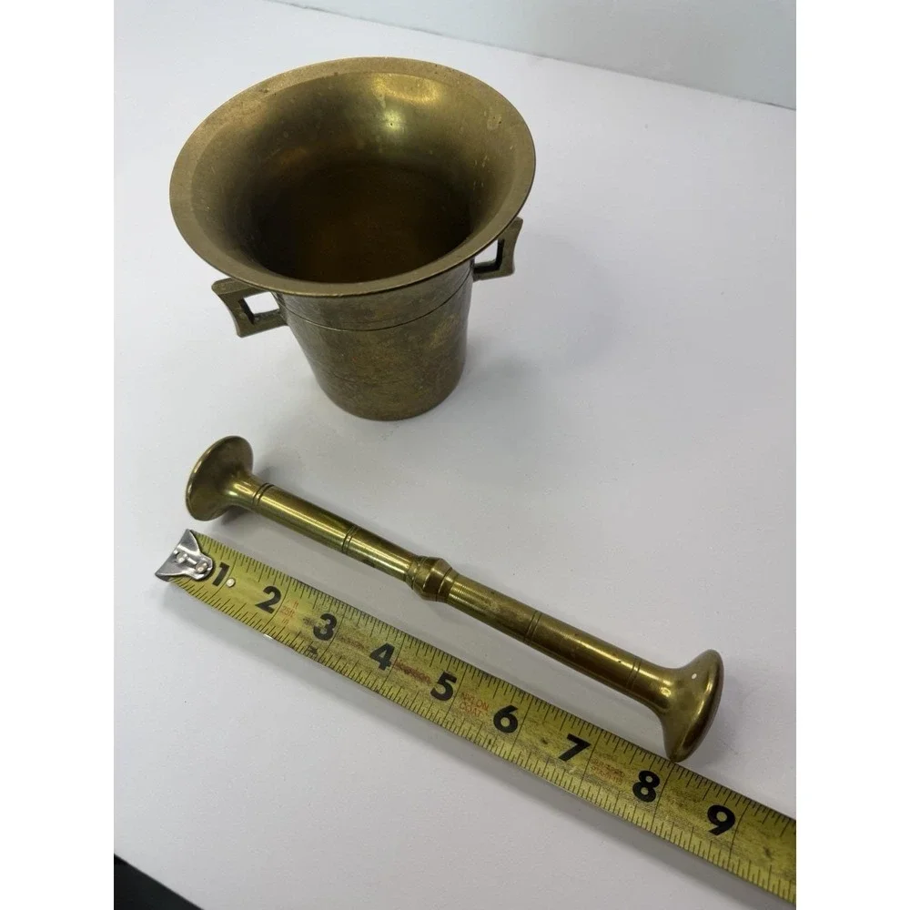 Vintage Heavy Brass Apothecary Pharmacy Mortar And Pestle Pharmacy 4.5