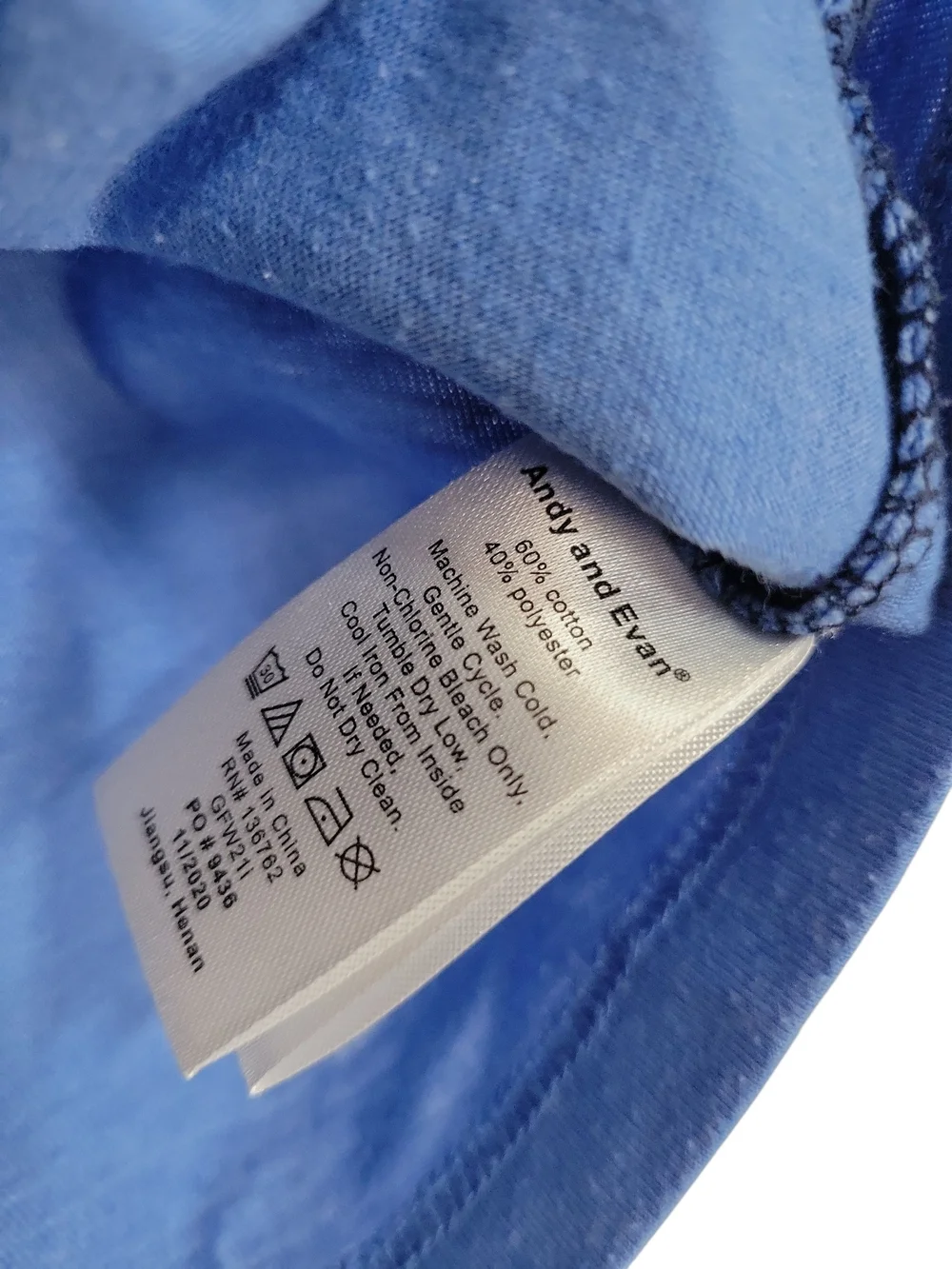Andy & Evan Navy and Light Blue Colorblock Tee with Gray Pocket