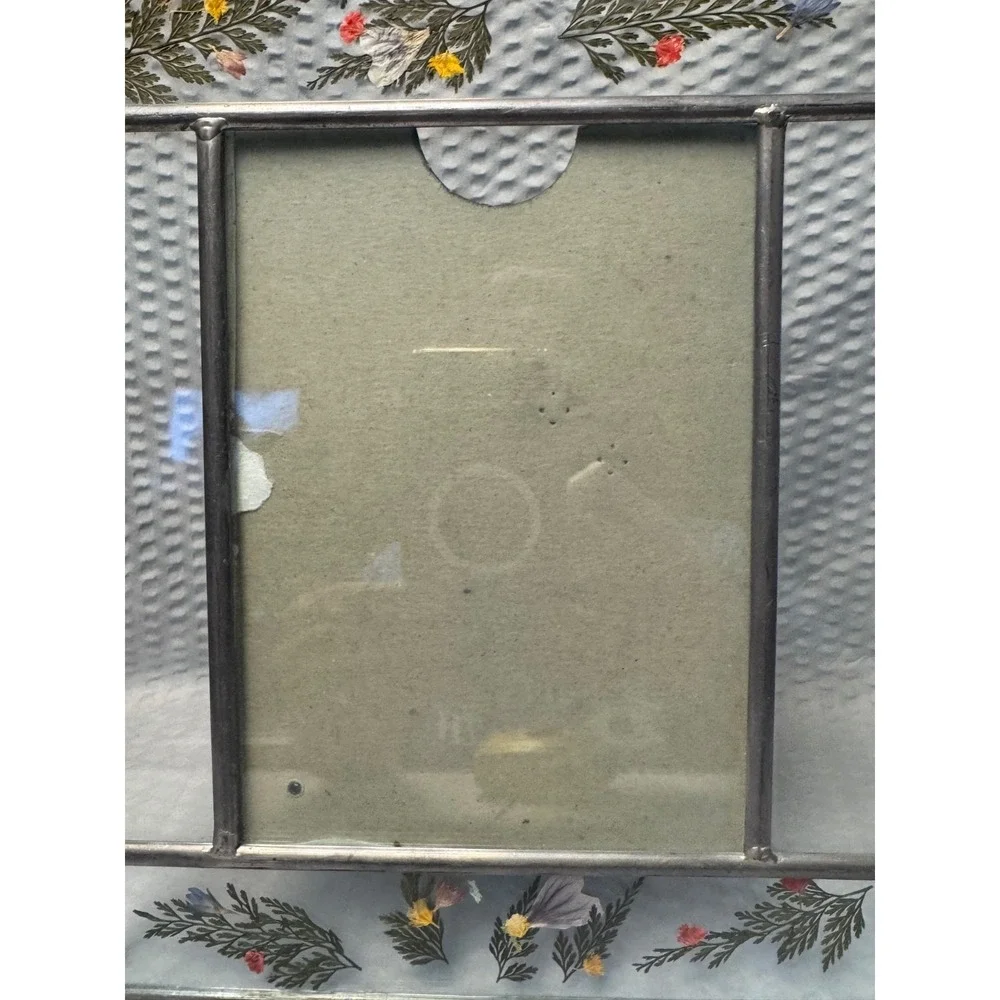 Vintage‎ Pressed Flower Picture Frame Leaded Glass fits 3.5