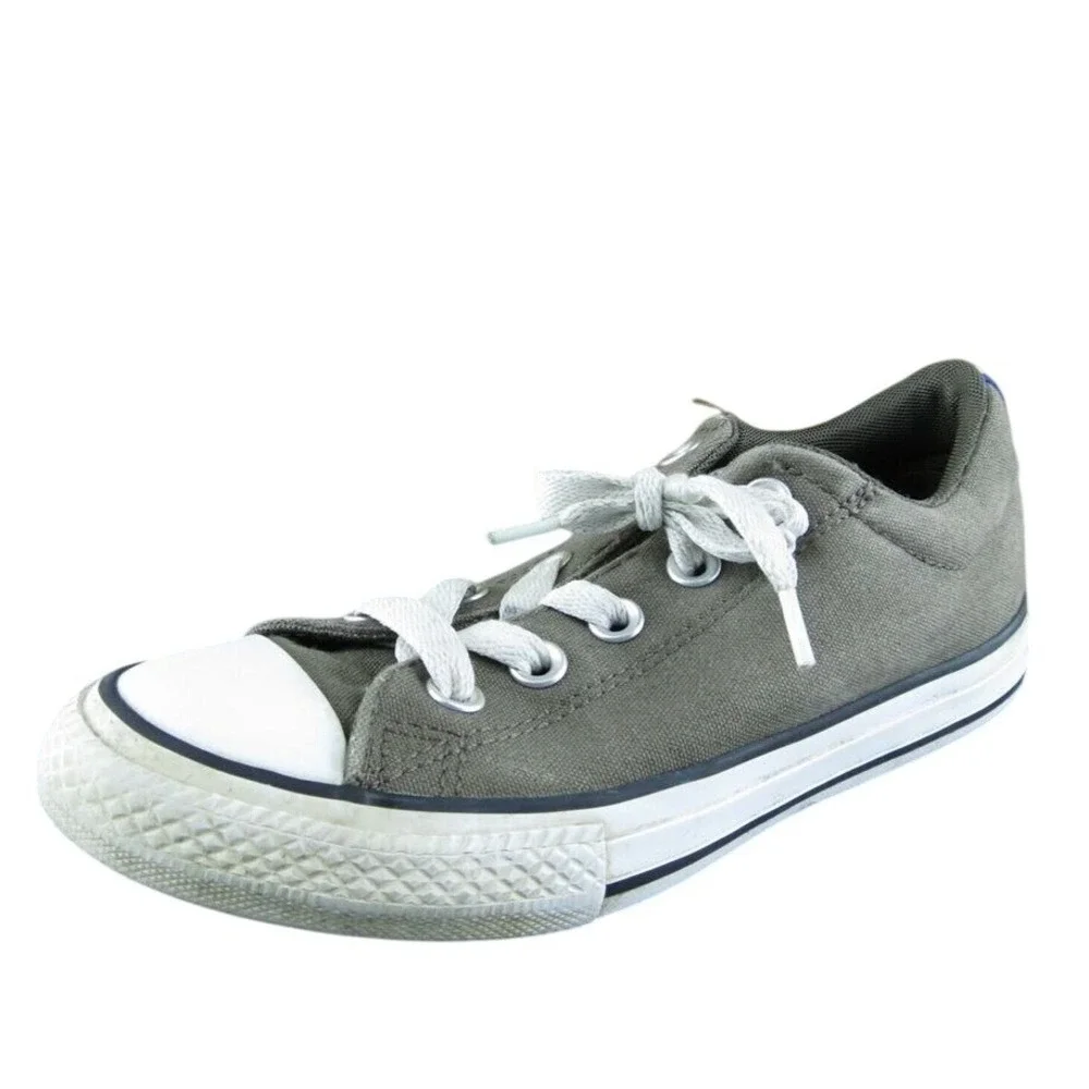 Converse Youth Girls Sneaker Shoes Gray Fabric Lace Up Size 2 Medium‎