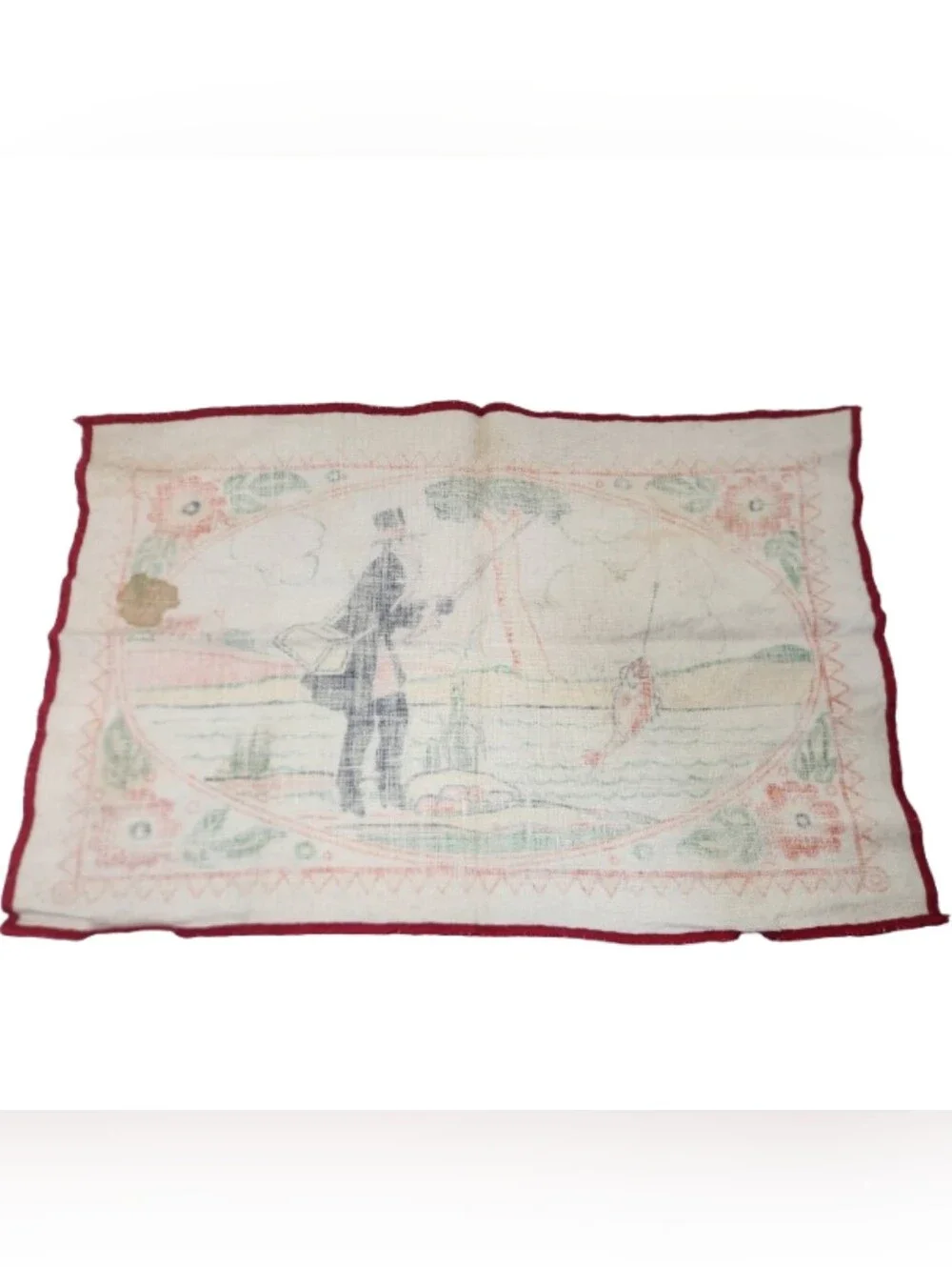 Vintage Tony Sarg 30s Napkin Linen Fishing