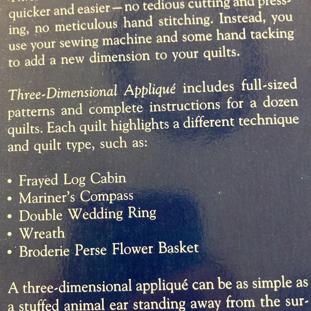 BOOK Three-Dimensional Appliqué perfect‎ gift for quilter like New