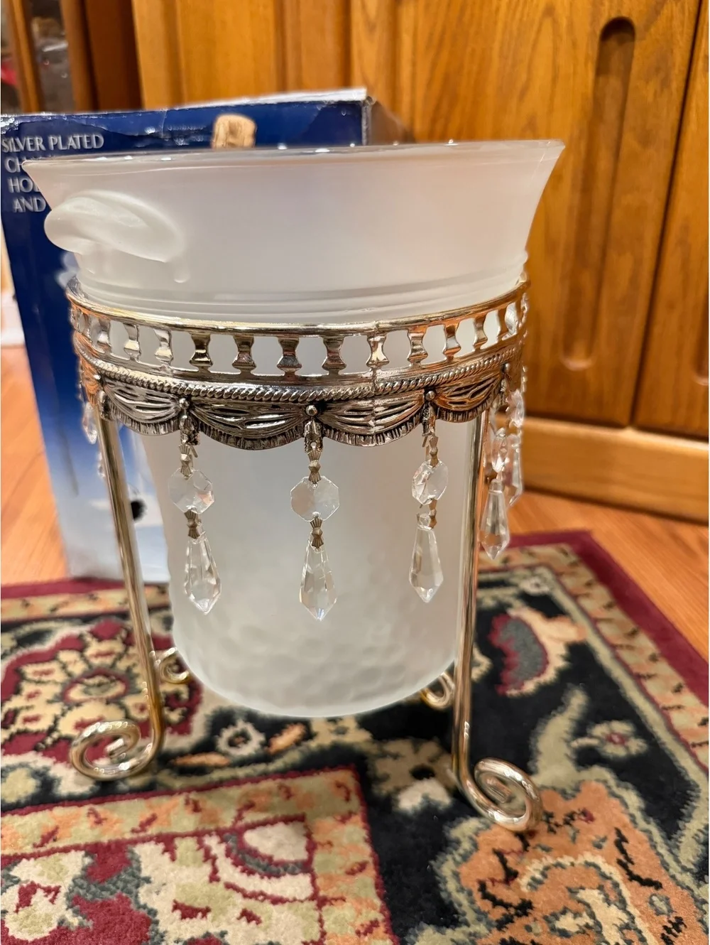 Silver Plated Champagne Bucket Holder with Crystal Drops