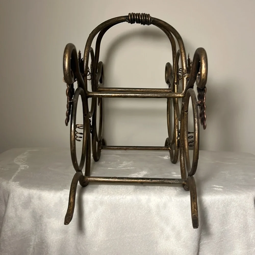 Wine Rack Gold Forged Iron from Atlanta Merchandise Mart Heavy Approx lbs NEW