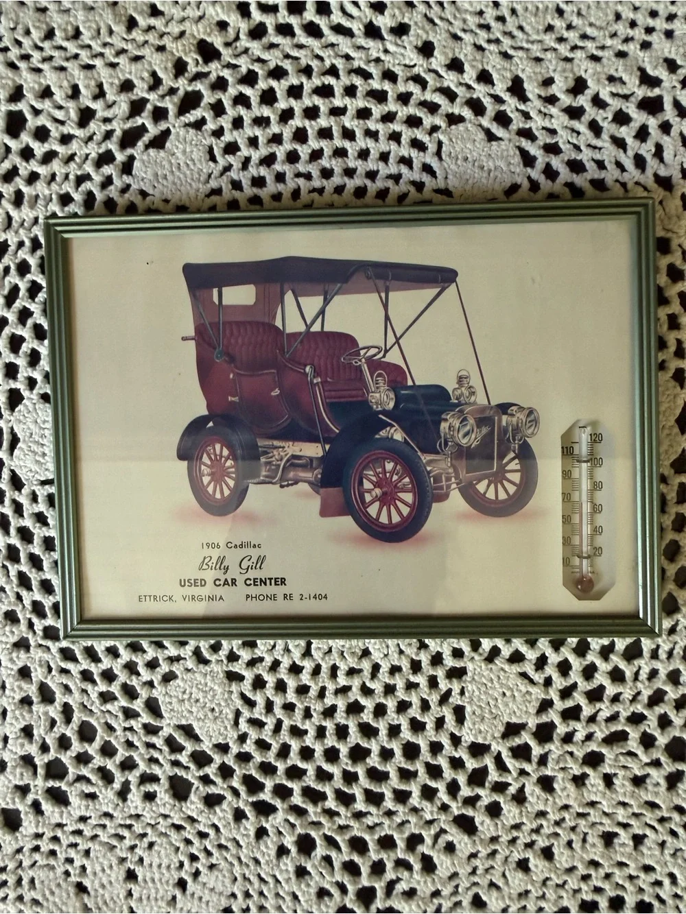 Vtg Billy Gill Used Car Sales Advertising Thermometer Ettrick Virginia