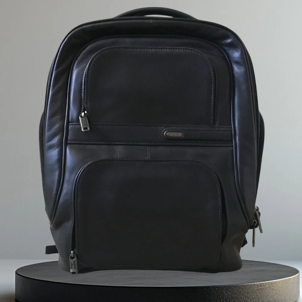 Tumi Black leather Laptop Backpack