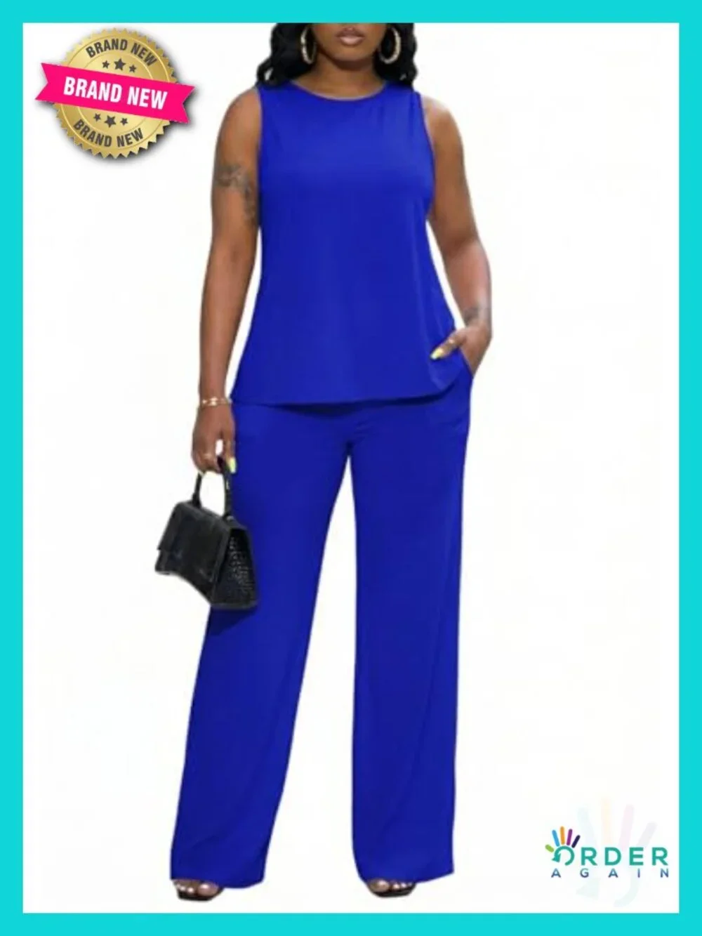 2 Piece Lounge Set Sleeveless Summer Tracksuit Matching Sets with Pockets