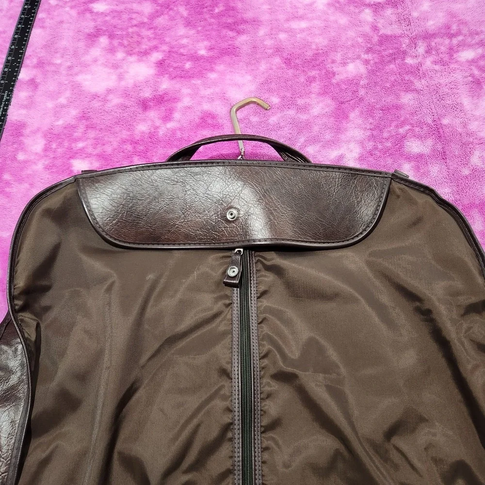 Vintage Samsonite Sentry Brown Faux Leather Hanging Bi-Fold Garment Bag Travel