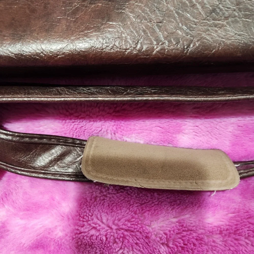 Vintage Samsonite Sentry Brown Faux Leather Hanging Bi-Fold Garment Bag Travel