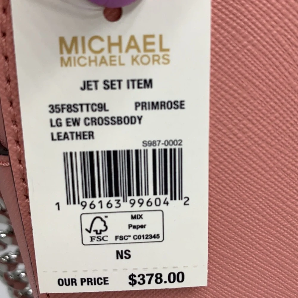 MICHAEL KORS PRIMROSE COLOR  Jet Set Large Saffiano Leather Crossbody Bag