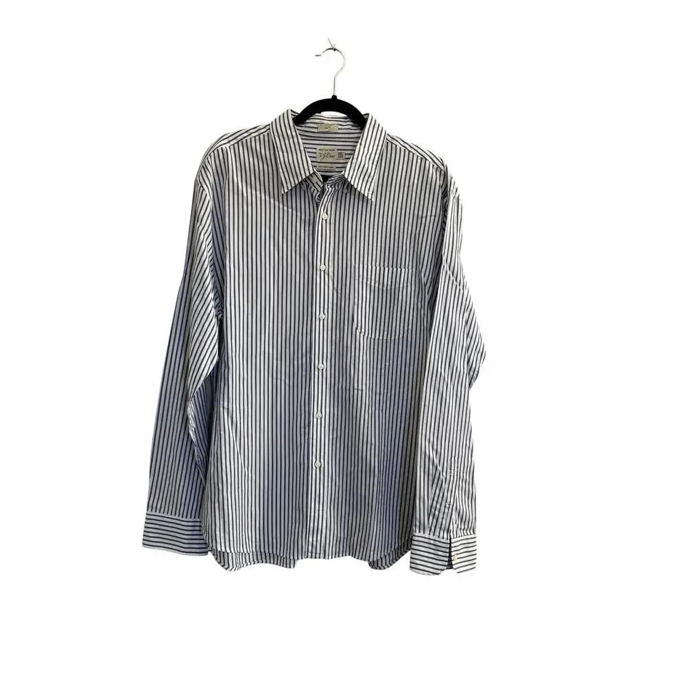 J. Crew Secret Wash Men’s Shirt White Blue Stripe XXL 100’s 2-ply Slim Fit #7188