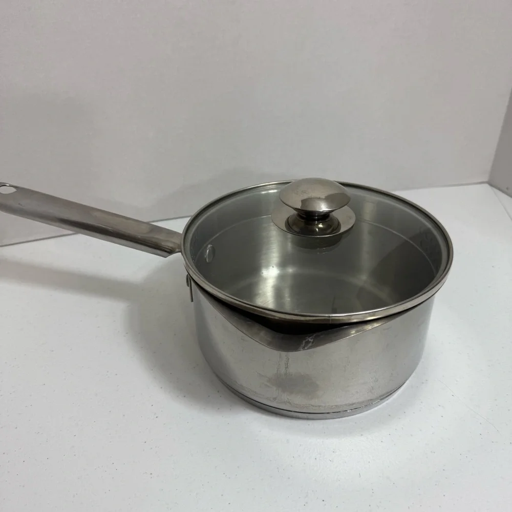 WearEver Stainless Steel 2 Qt Saucepan with‎ Double Pour Spouts & Strainer Lid