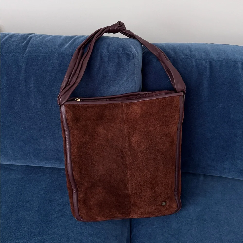 Rare Pierre Balmain Vintage‎ Dark Chocolate Brown suede Hobo Bag