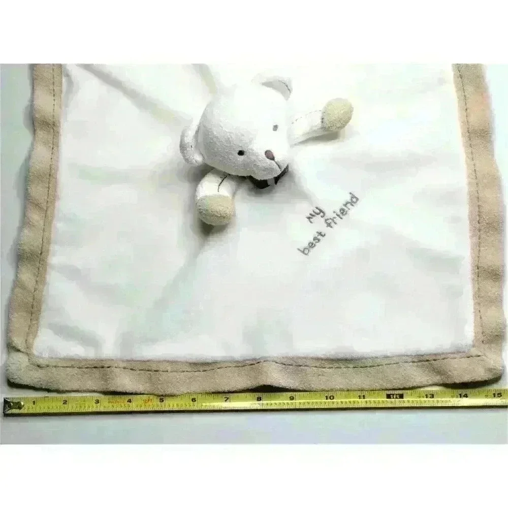 Carter's My Best Friend security blanket lovey rattle white beige 15 inches