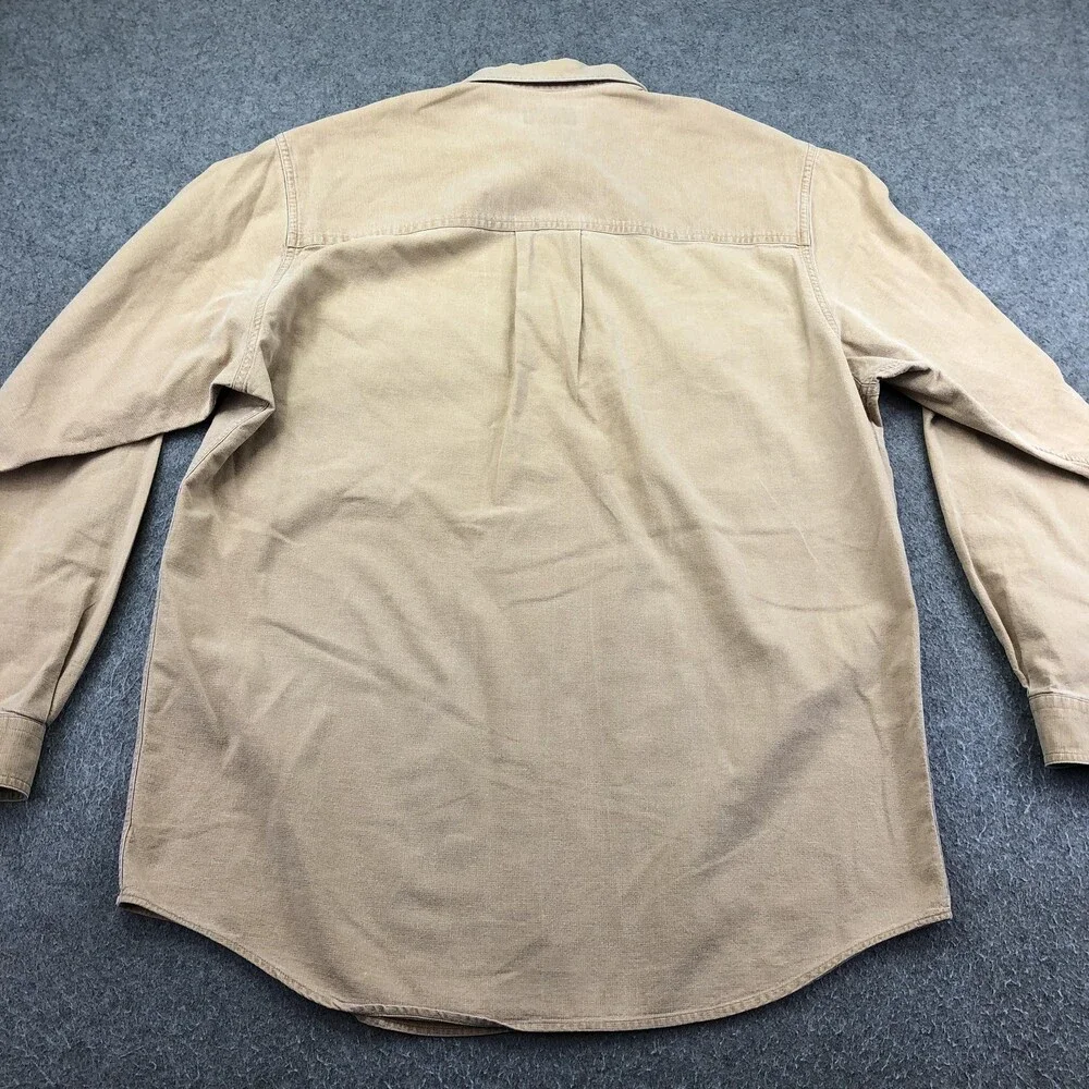 Vintage Banana Republic Shirt Mens Medium Beige Safari Long Sleeve Button Up