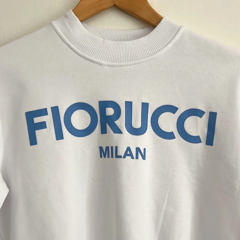 Fiorucci Milan Crop Crew Sweatshirt White