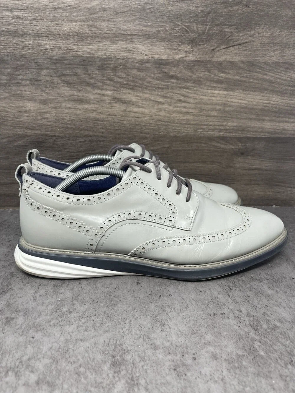 Cole Haan Grand Evolution Wingtip Oxford Shoes Mens Size 11 Grey Leather Casual