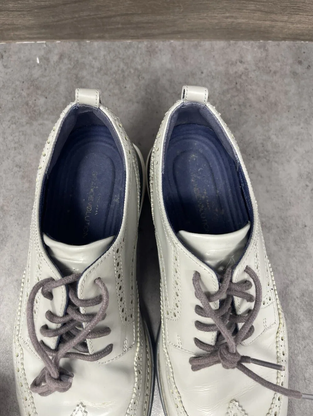 Cole Haan Grand Evolution Wingtip Oxford Shoes Mens Size 11 Grey Leather Casual