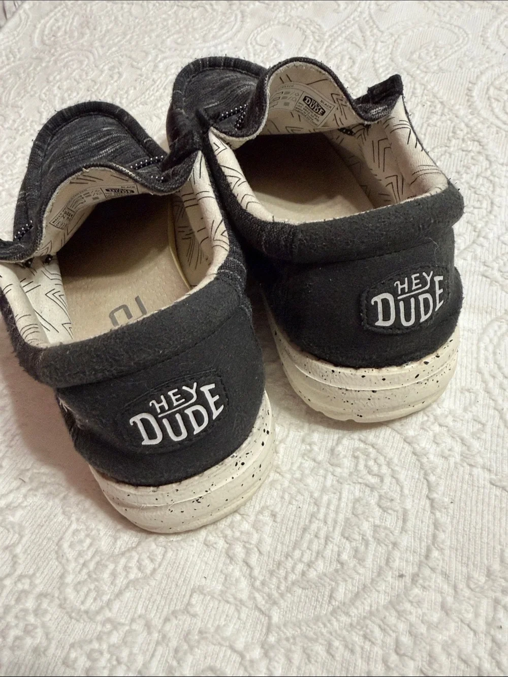 Hey Dude Kids Size 6Y Wally Youth Stretch Black Canvas Slip-On Shoes