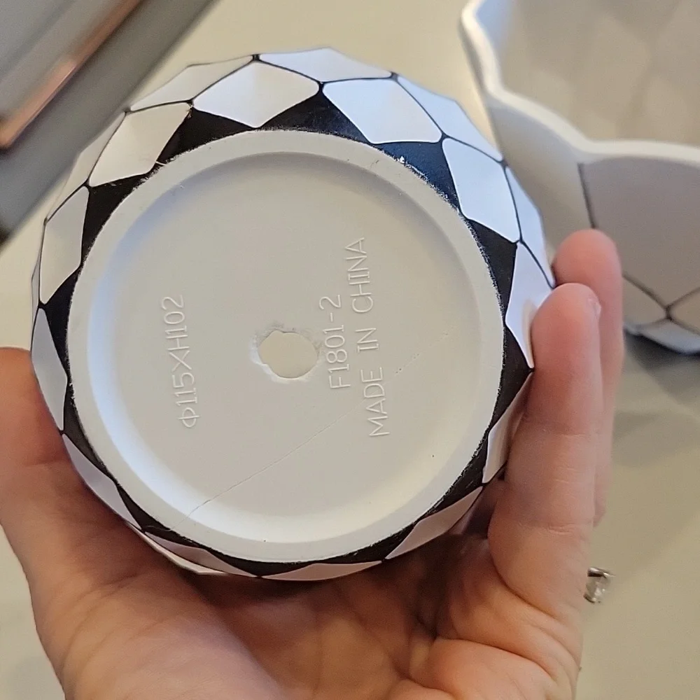 IKEA White and Black Ceramic Planter Trio