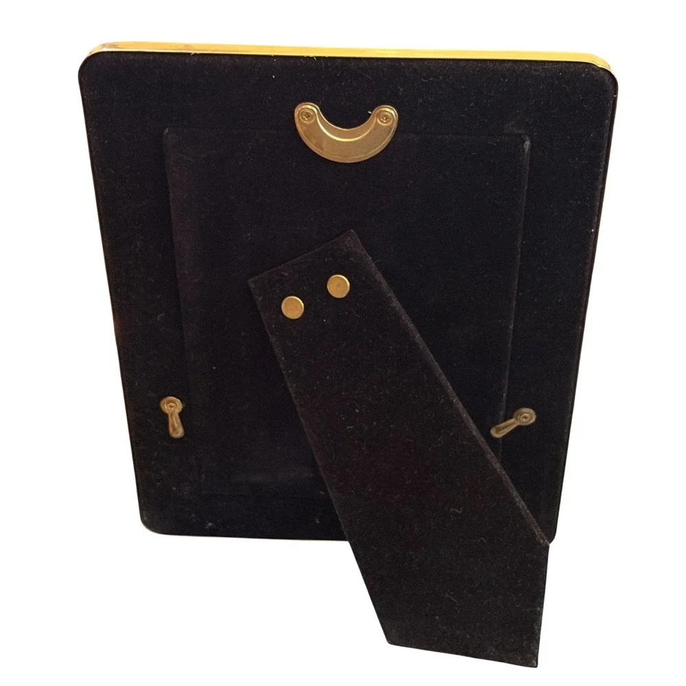 VTG Brass Plated‎ Picture Frame 9x7 Photo 5x7 Reflective Mid Century Regency