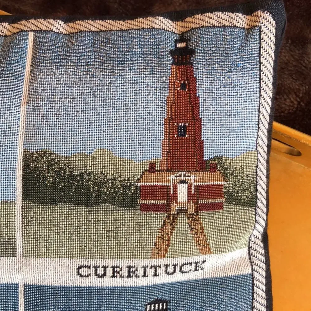 NC Lighthouses Woven 11-1/2” Square‎ Pillow