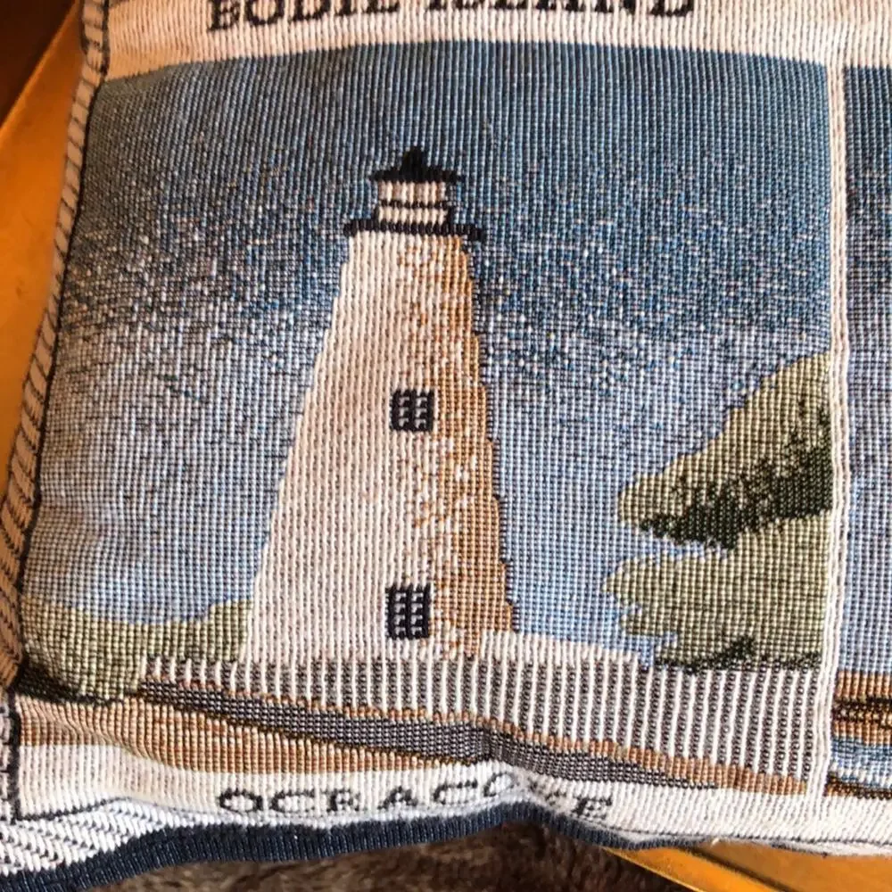 NC Lighthouses Woven 11-1/2” Square‎ Pillow