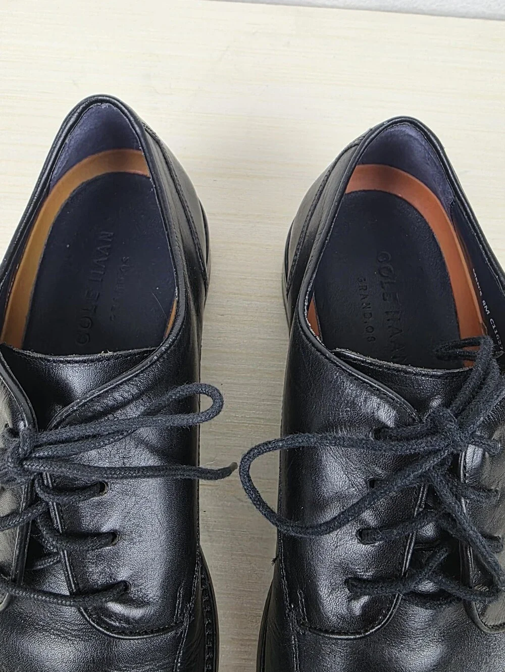 Cole Haan Grand.OS Men 8 M Black Leather Lace Up Split Toe