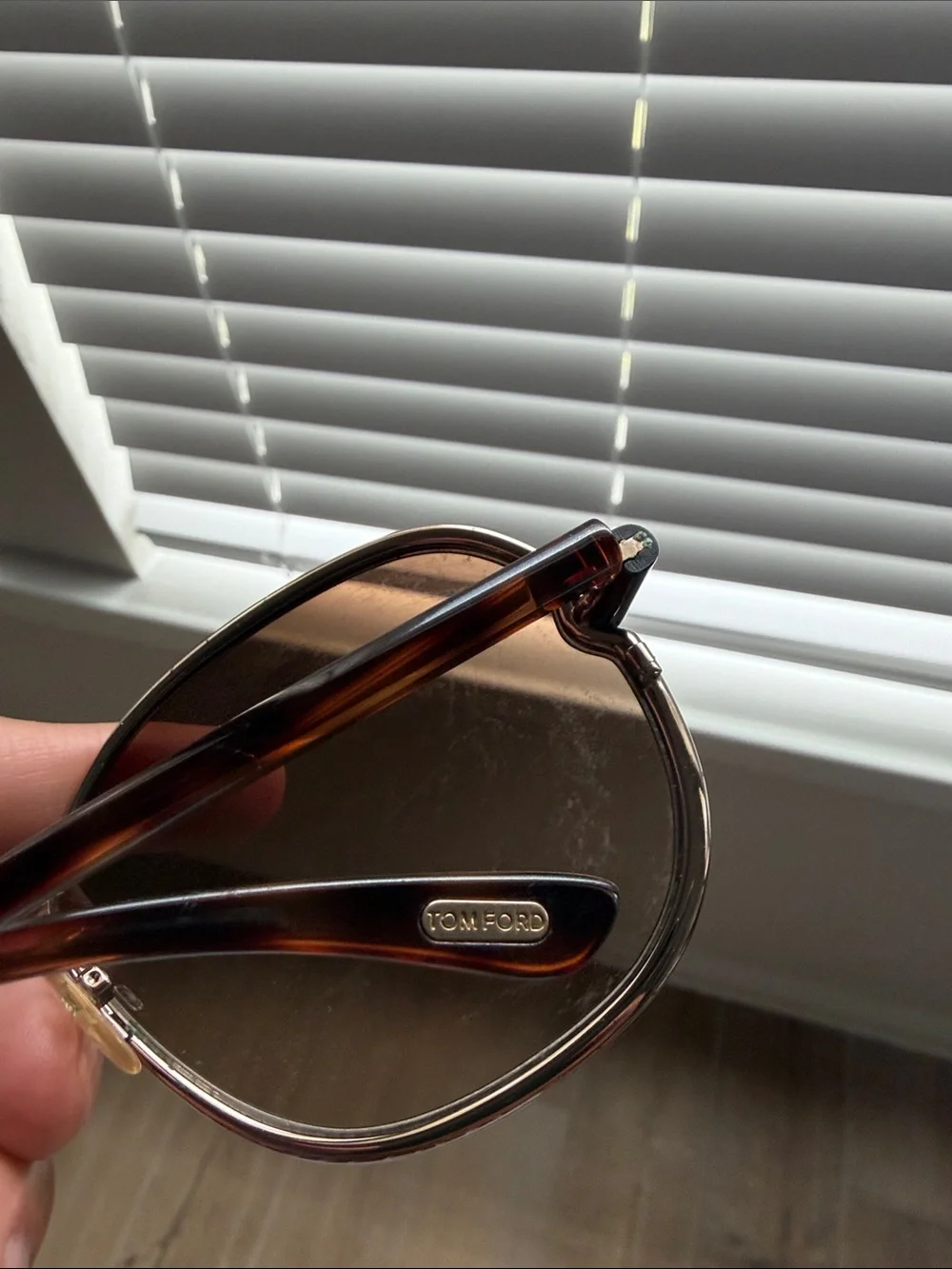 Tom Ford Gold Frame Brown Gradient Round Sunglasses