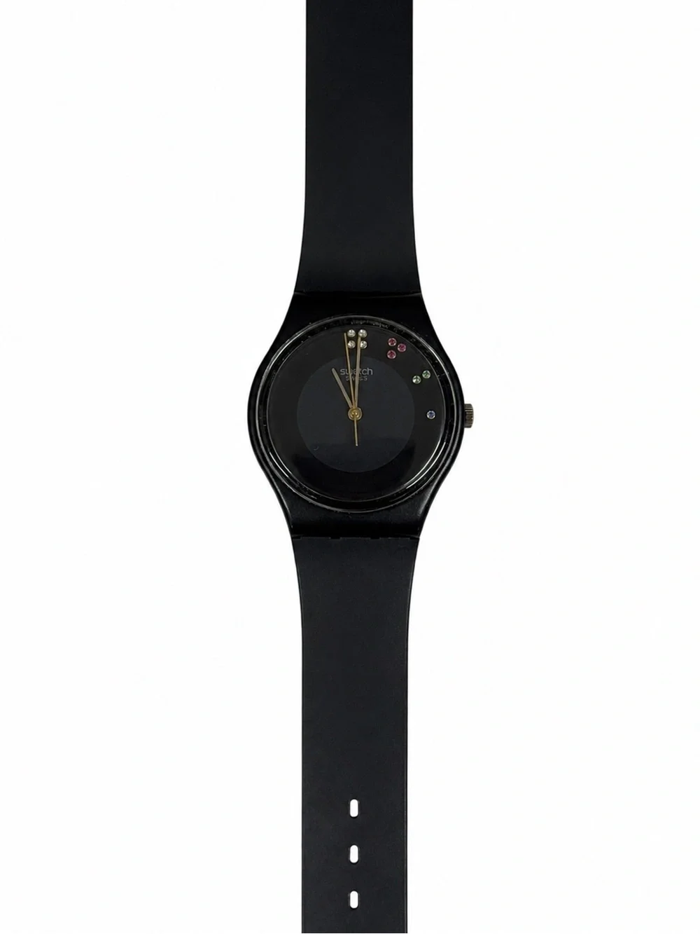 Vintage 1985 Swatch Sir Limelight Christmas Special LE GB106 Black Band Watch