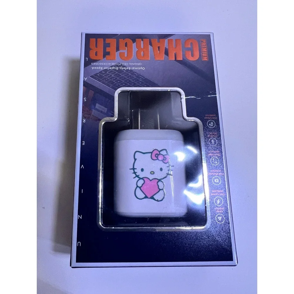 Sanrio Hello Kitty USB Wall Charger White Pink‎ Heart Travel Adapter Block
