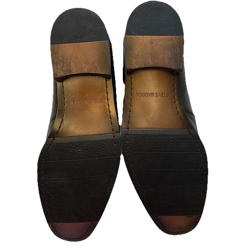 Steve Madden Men's Aahron Leather Embellishment Dress Slip-Ons‎ Black Size 10