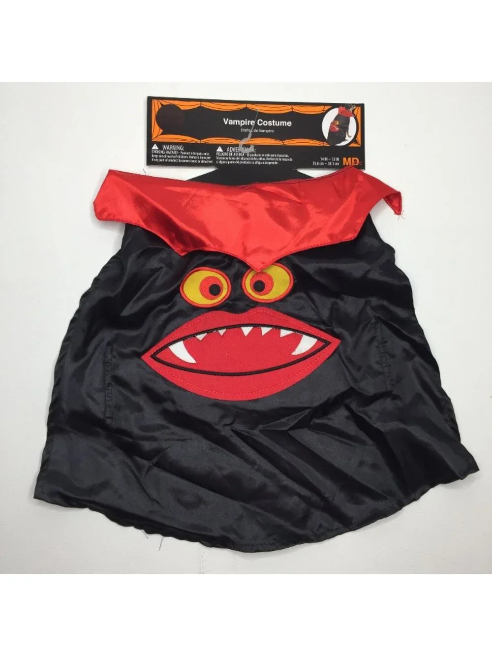 Dog Vampire Satin Cape Pet Halloween Costume Black Red Size Medium 14
