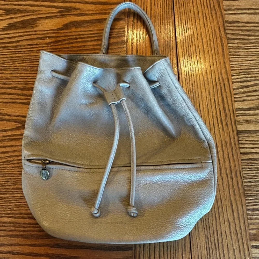 Stone Mountain Taupe Leather Satchel Drawstring