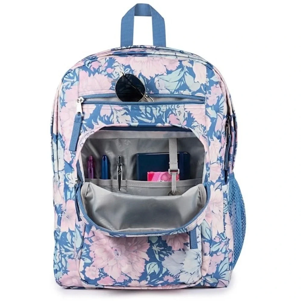 JanSport Big Student Backpack Faded Tapestry Elemental Blue Floral JS0A47JKLL1