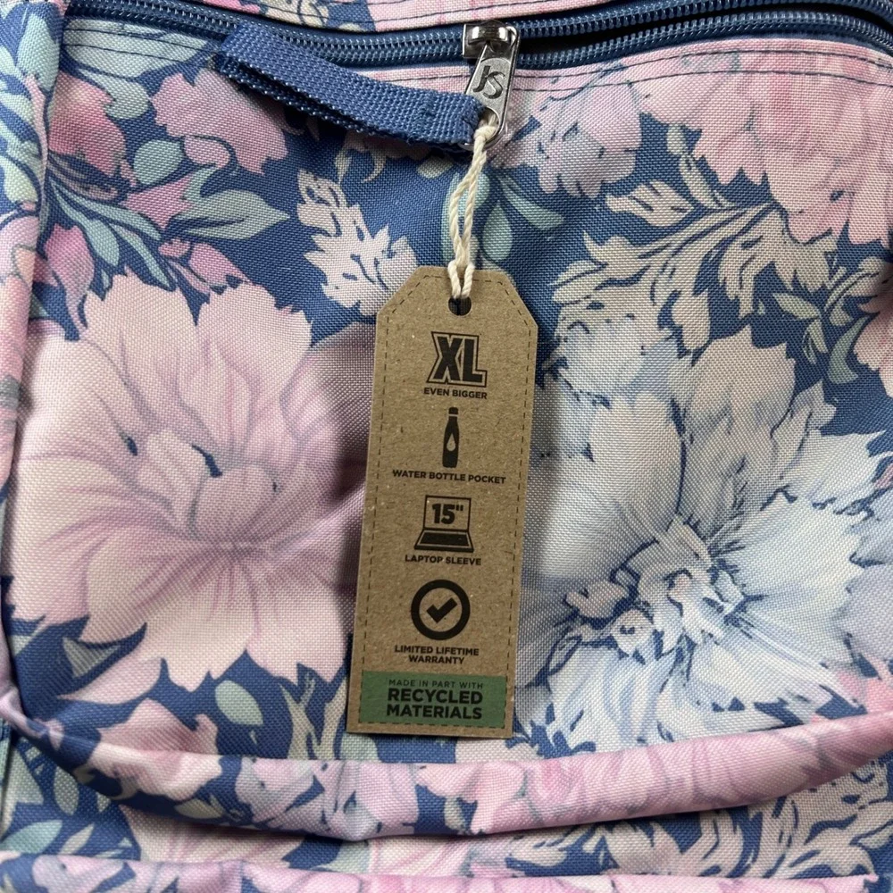 JanSport Big Student Backpack Faded Tapestry Elemental Blue Floral JS0A47JKLL1