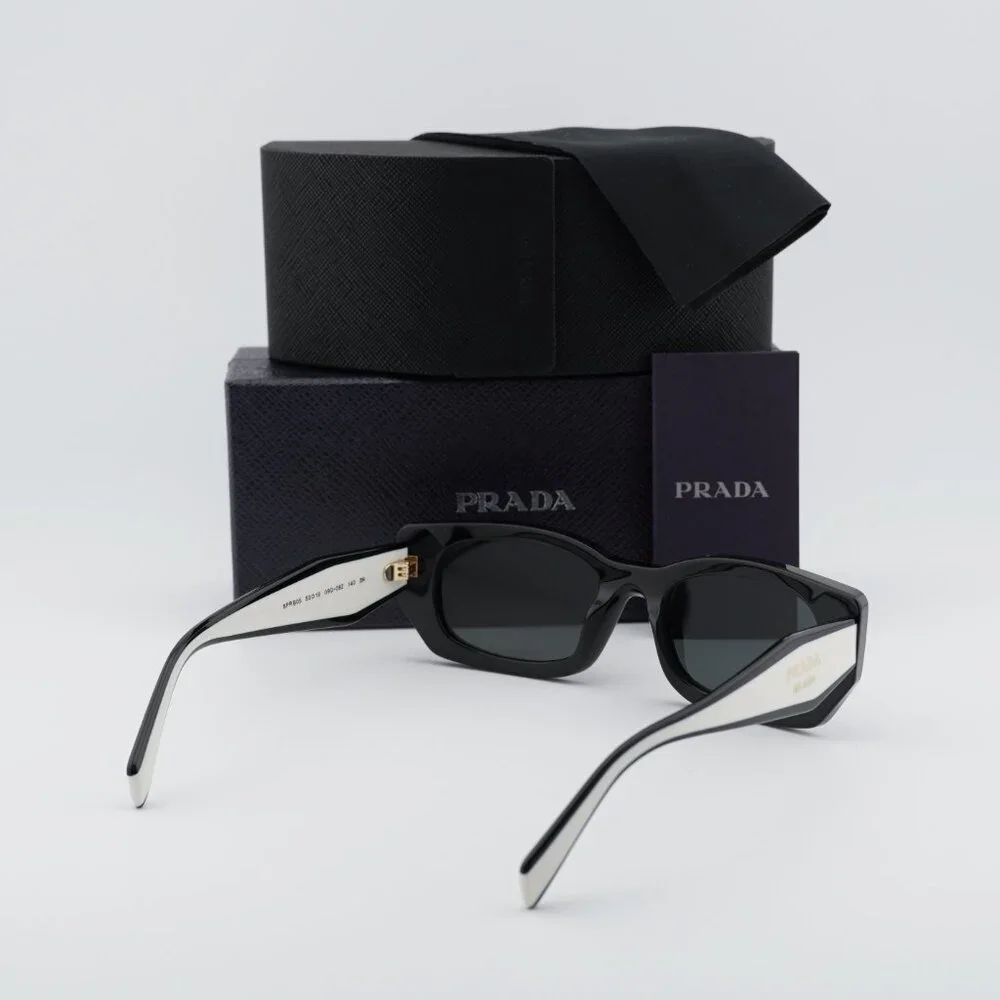 Prada PRB05S 09Q08Z Rectangle Sunglasses – Black\Dark Grey